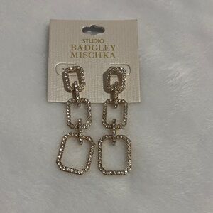 Badgley Mischka Gold and  rhinestone Chain Earrings